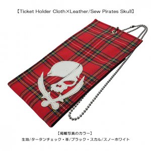 Ticket Holder Cloth×Leather/Sew Pirates Skull