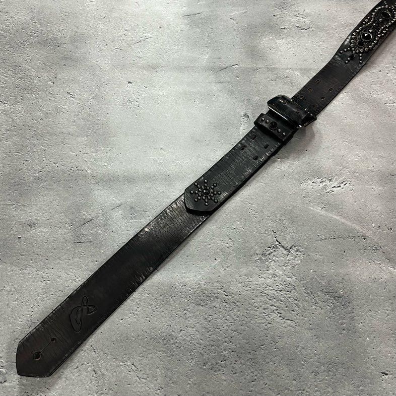 42mm Width Vintage tone Leather Guitar Strap / Vintage Studs 