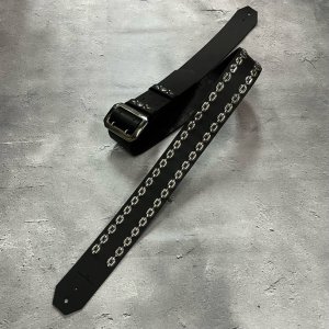  50mm Width Hard Leather Guitar Strap / Side Chain Spots Design 