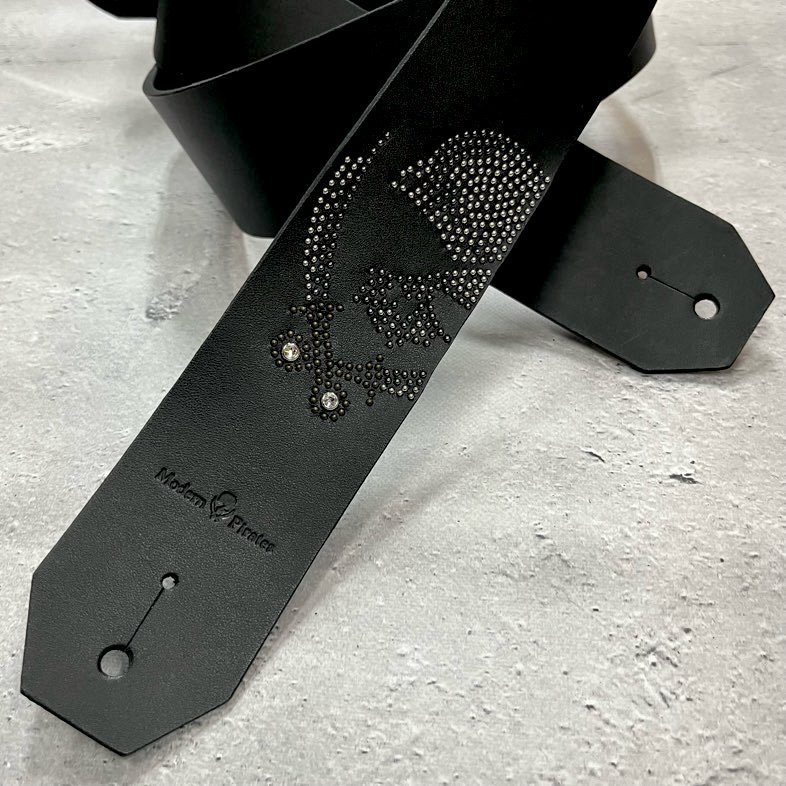 50mm Width Leather Guitar Strap/Modern Pirates Skull Studs Design -  ModernPirates Online Store