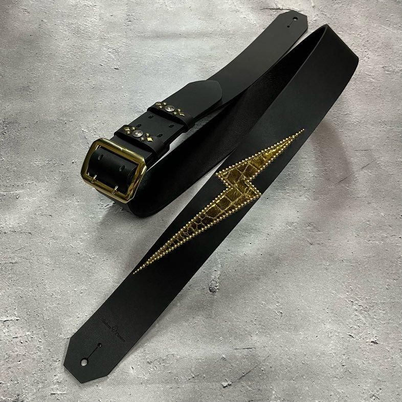 50mm Width Leather Guitar Strap/Thunder Studs Design