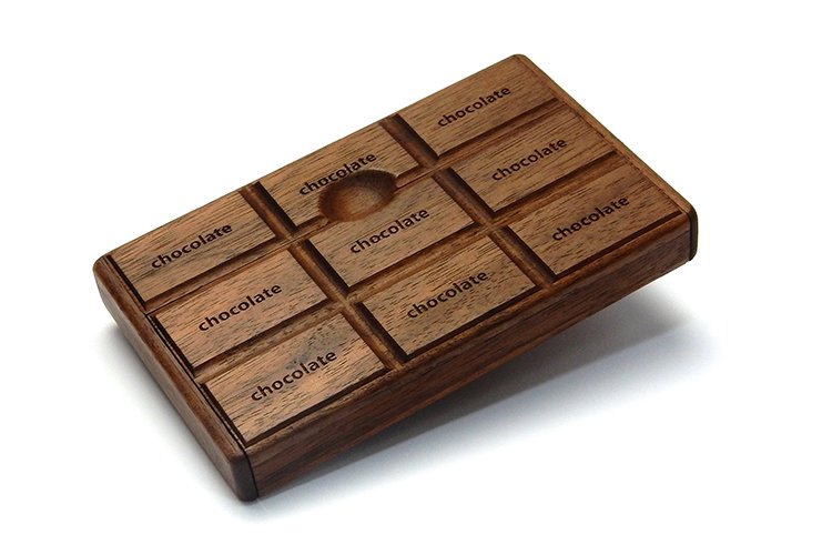 板チョコ型木製名刺入れ　チョコ