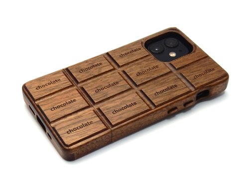 iPhone12mini用チョコ型 木製ケース