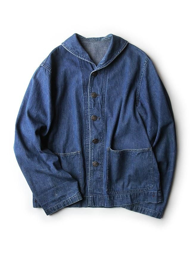 WW2 US NAVY SHAWL COLLAR DENIM JACKET SIZE 36～38 - MATIN, VINTAGE