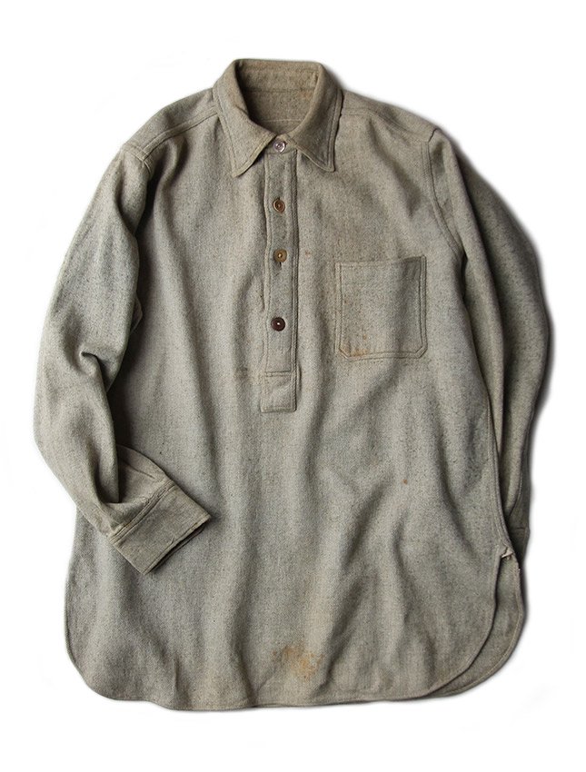30s WOOL PULLOVER HIDDEN BUTTON DOWN SHIRTS WITH CHIN STRAP