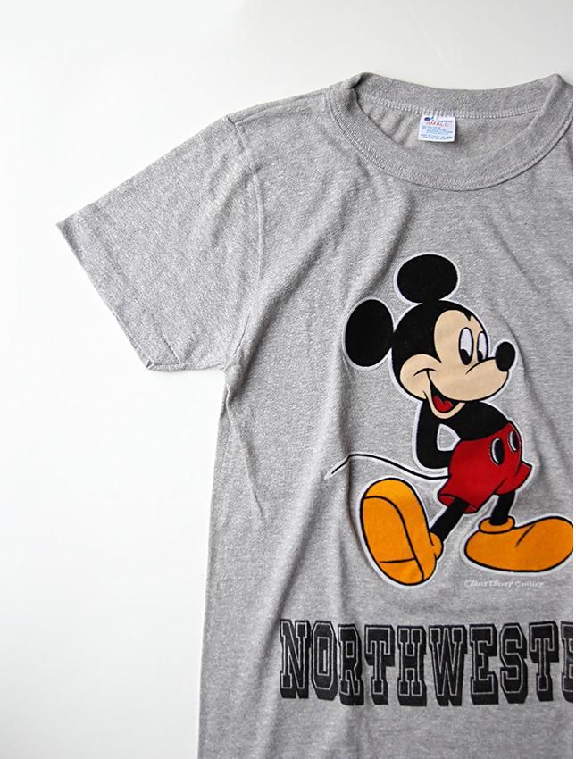 80s CHAMPION MICKEY MOUSE FLOCK PRINT T-SHIRT - MATIN