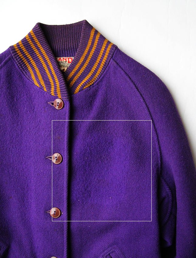 40s SAND KNIT BUTTON VARSITY JACKET - MATIN, VINTAGE OUTFITTERS