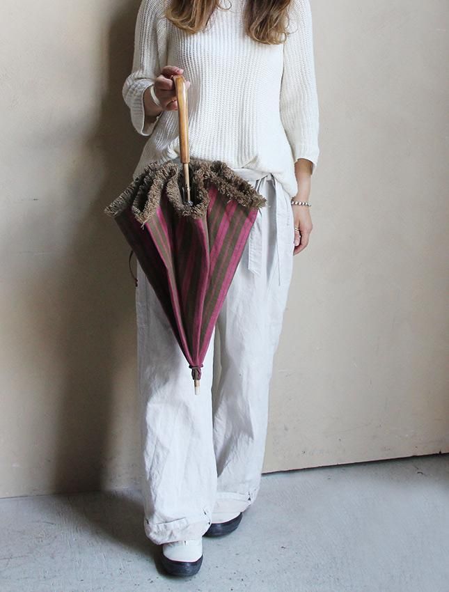 セール20%OFF】TABRIK FRINGE LINEN PARASOL khaki × pink - MATIN 