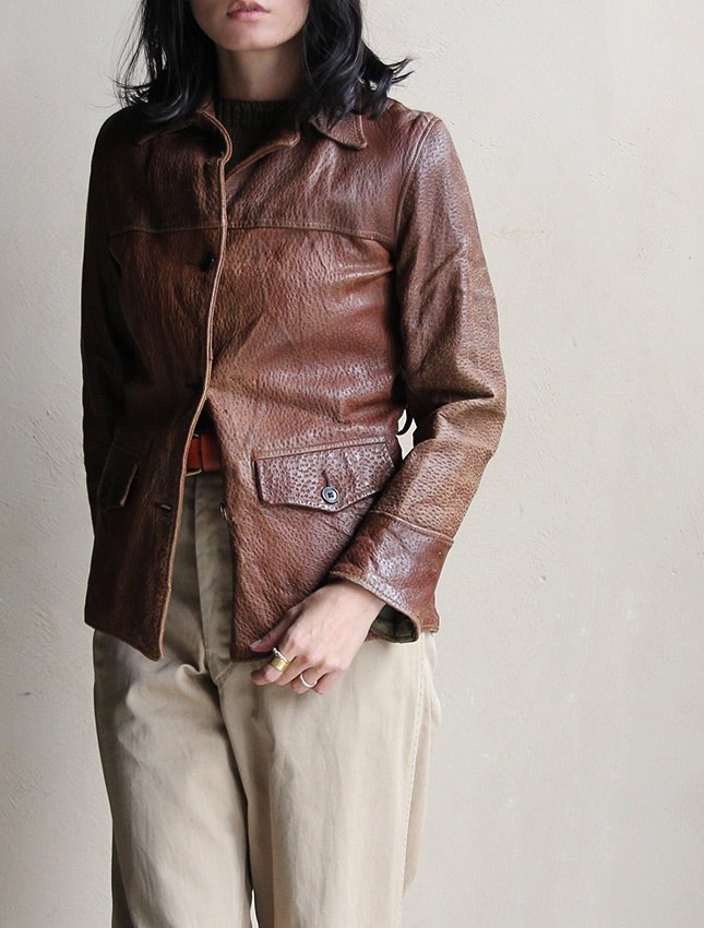30's VINTAGE LEATHER JACKET ABOUT M - MATIN, VINTAGE OUTFITTERS 