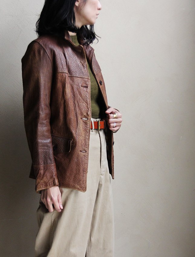 30's VINTAGE LEATHER JACKET ABOUT M - MATIN, VINTAGE OUTFITTERS ビンテージ古着 富山
