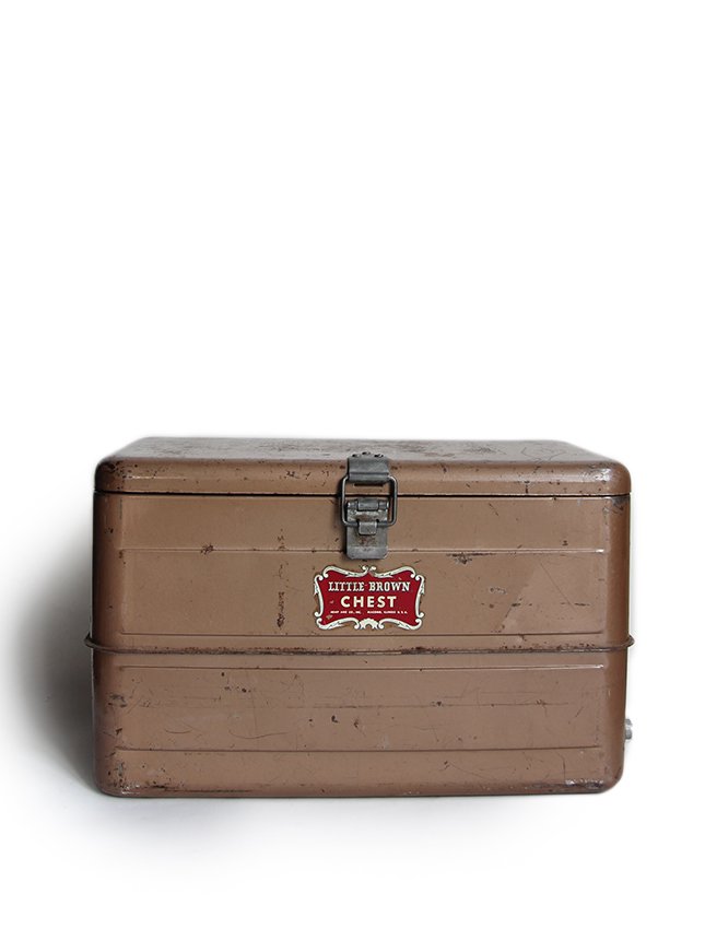 1950's LITTLE BROWN STEEL COOLER BOX - MATIN, VINTAGE OUTFITTERS