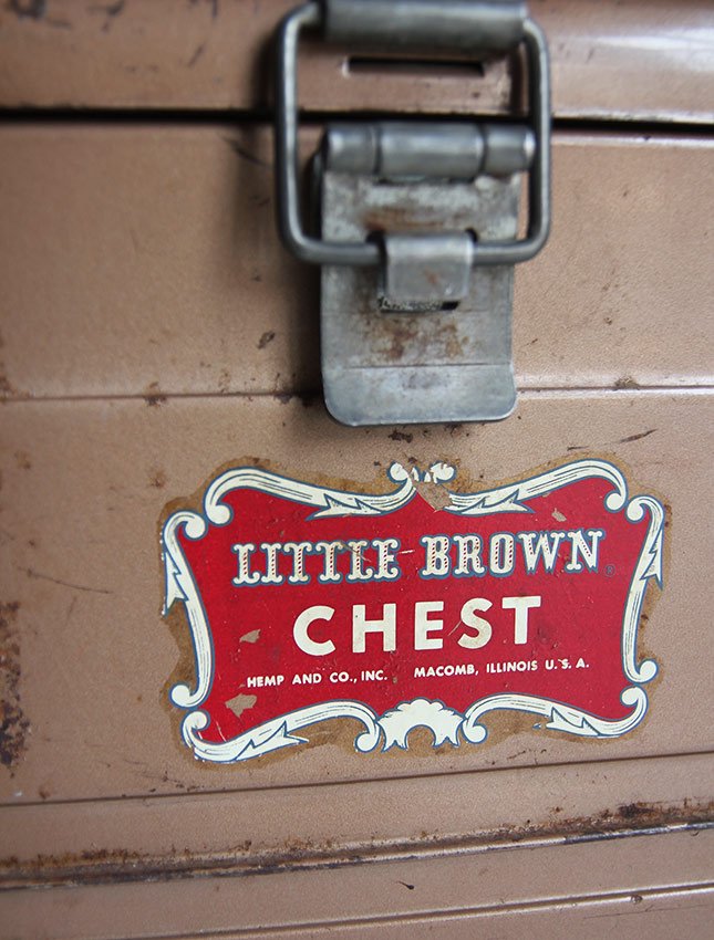 1950's LITTLE BROWN STEEL COOLER BOX - MATIN, VINTAGE OUTFITTERS