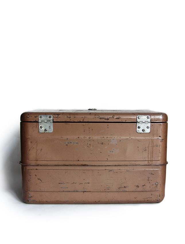 1950's LITTLE BROWN STEEL COOLER BOX - MATIN, VINTAGE