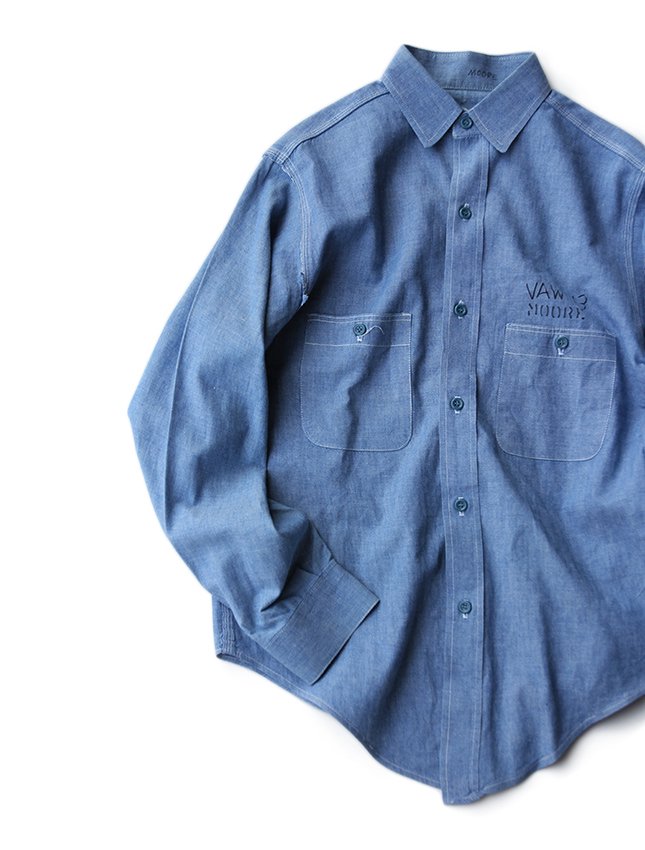 50s US NAVY CHAMBRAY SHIRTS MADE BY DOUBLE WEAR 14 1/2 - MATIN