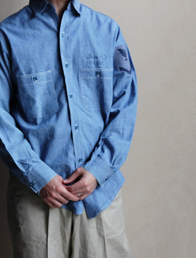 50s US NAVY CHAMBRAY SHIRTS MADE BY DOUBLE WEAR 14 1/2 - MATIN