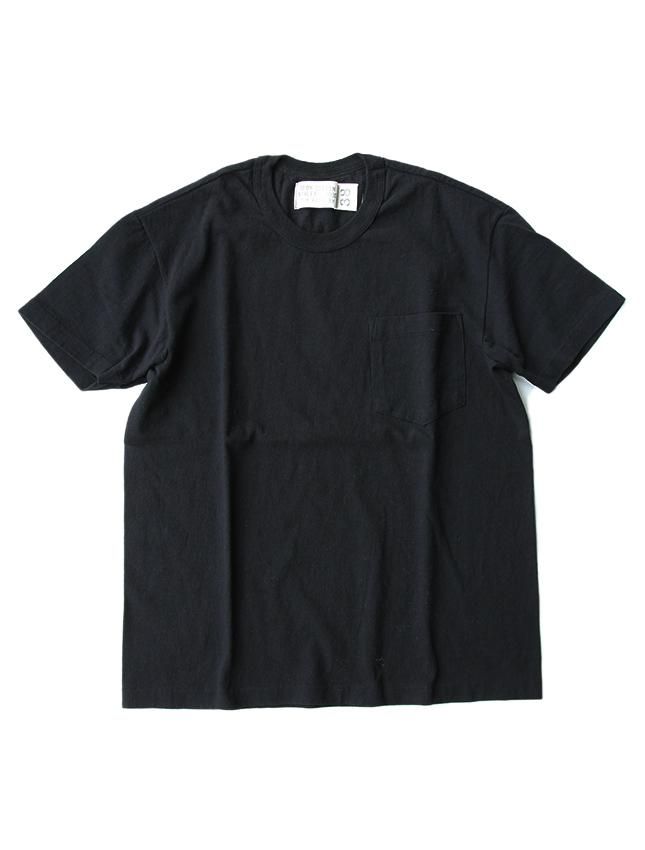 YM FACTORY POCKET T-SHIRTS BLACK ,FADE NAVY - MATIN, VINTAGE