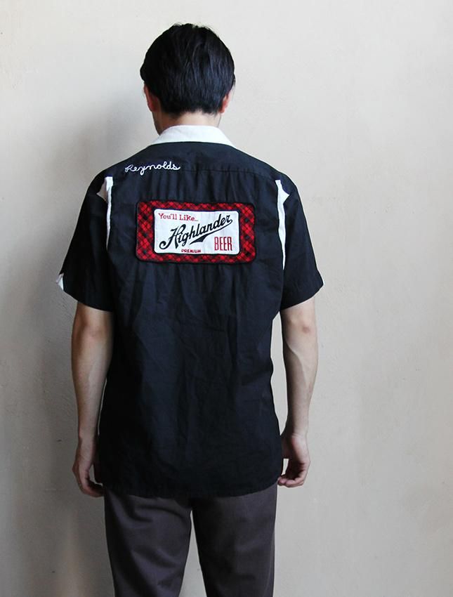 50s AIR FLO BOWLING SHIRT BLACK COLOR SIZE 15 1/2 - MATIN