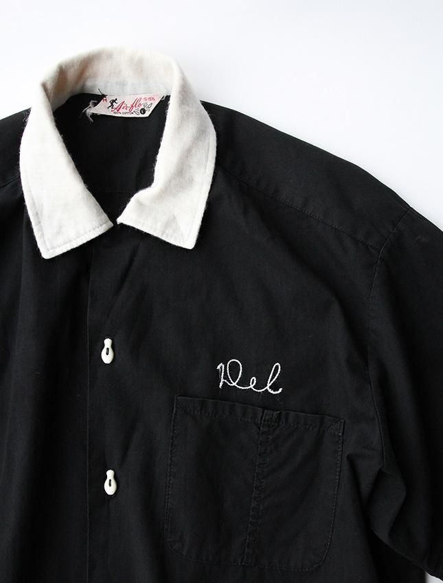 50s AIR FLO BOWLING SHIRT BLACK COLOR SIZE 15 1/2 - MATIN