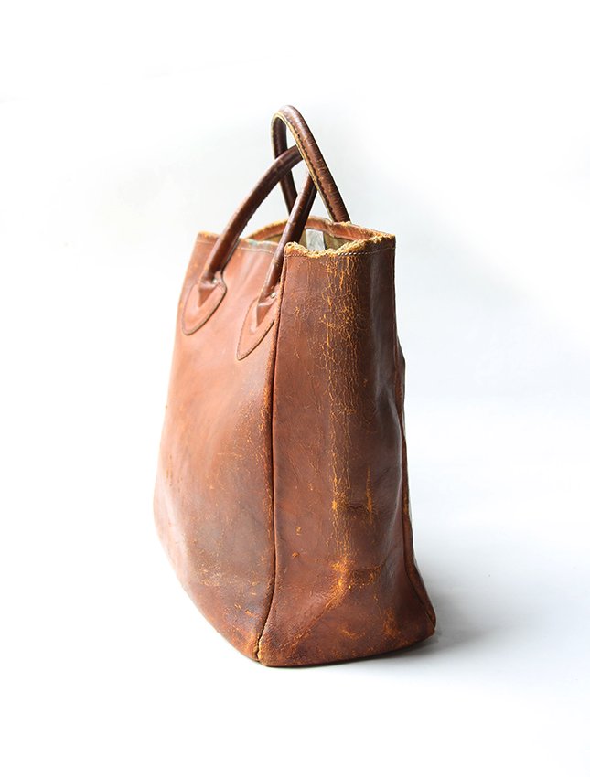 vintage big leather tote bag