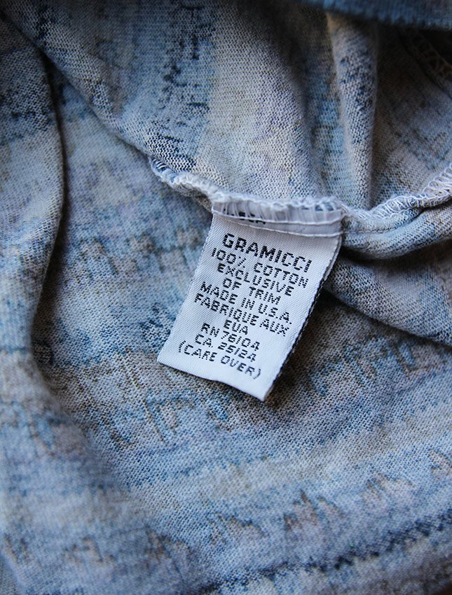 90s GRAMICCI OLD LABEL NATIVE PATTERN LONG T-SHIRT MADE IN USA 