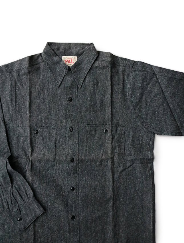 NOS 40s PAL BLACK CHAMBRAY WORK SHIRT SIZE 14 1/2 - MATIN, VINTAGE  OUTFITTERS ビンテージ古着 富山