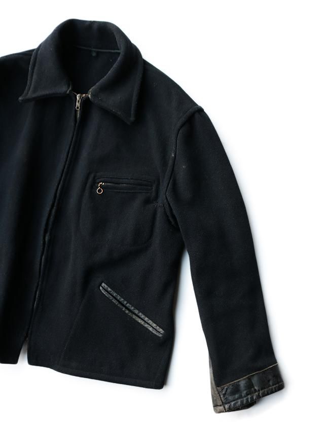 50s UNKNOWN MELTON × LEATHER SPORTS JACKET - MATIN, VINTAGE