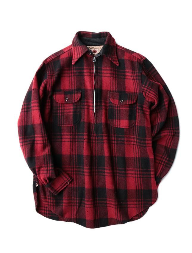 40s IDEAL PULLOVER ZIP UP WOOL SHIRT - MATIN, VINTAGE