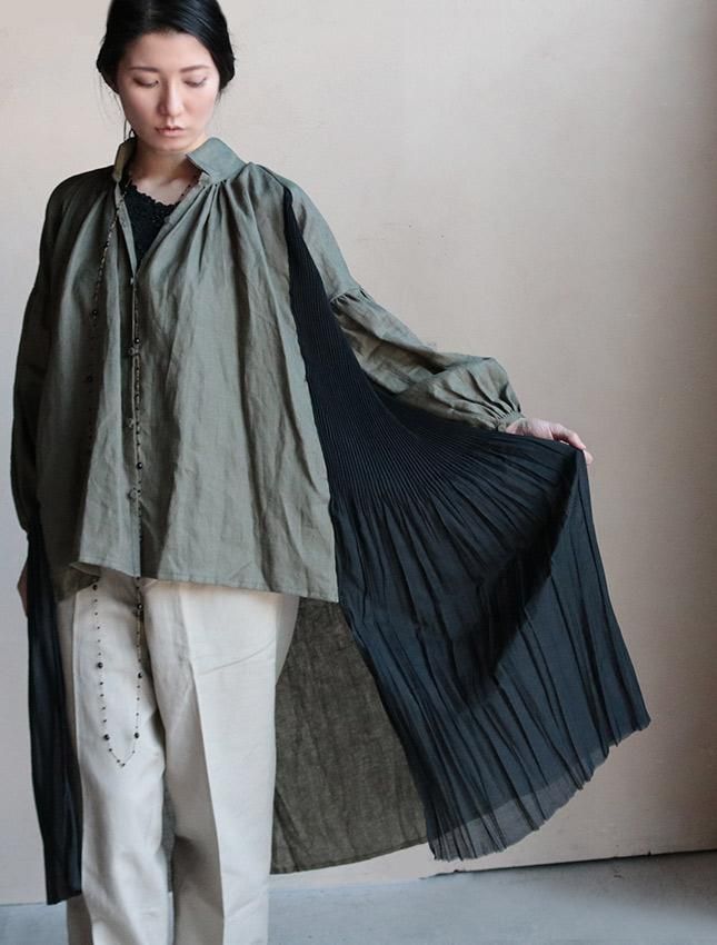 セール20%OFF】Tabrik プリーツ×リネンロングシャツジャケット - MATIN 