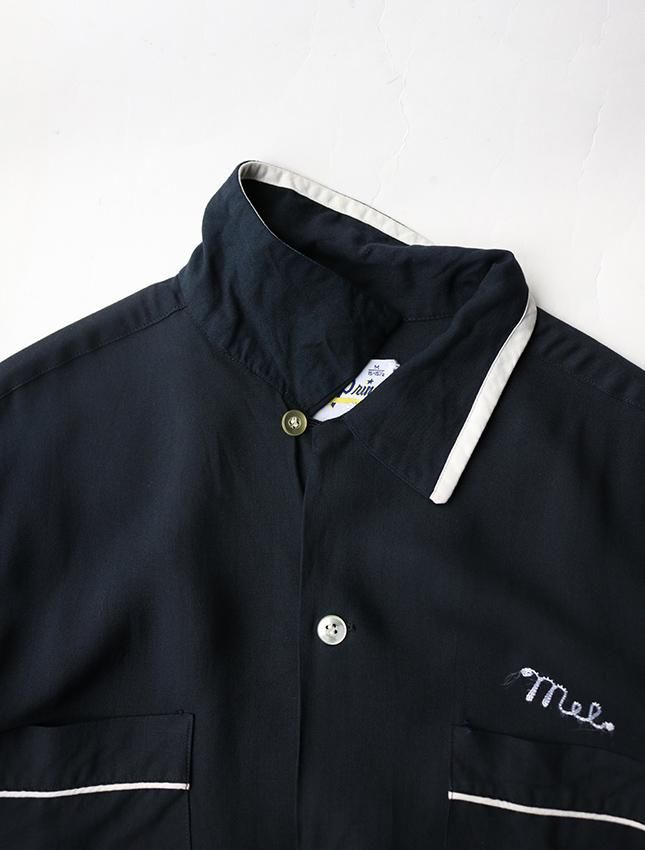 50s CROWN PRINCE RAYON BOWLING SHIRT BLACK COLOR SIZE 15HALF