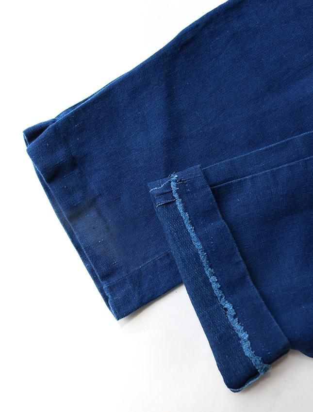 1920s FRENCH INDIGO LINEN WORK TROUSER W35 - MATIN, VINTAGE 