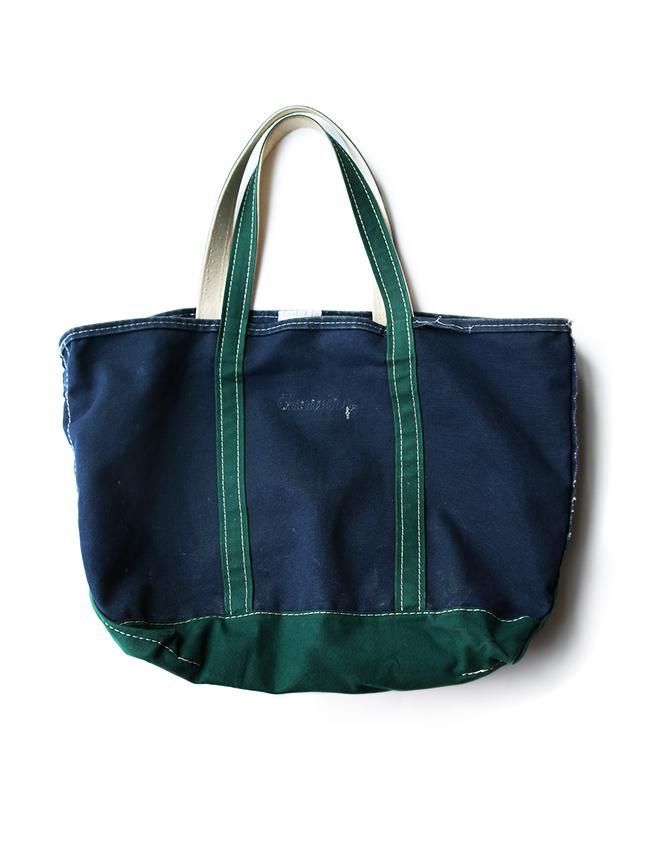 80s L.L.BEAN BOAT AND TOTE DELUXE NAVY×GREEN SIZE L - MATIN 