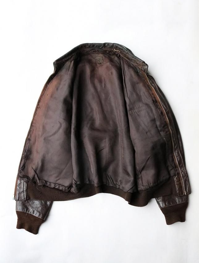 80s solid A-2 real leather bomber jacket