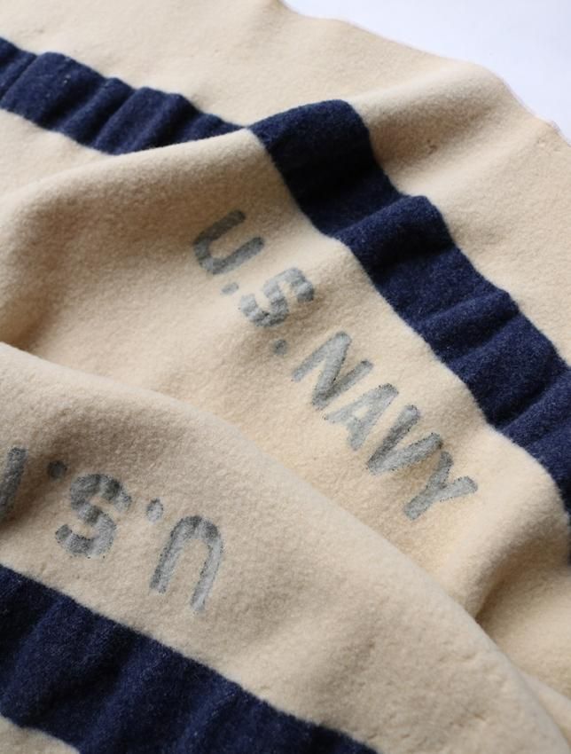 WW2 US NAVY WOOL BLANKET - MATIN, VINTAGE OUTFITTERS ビンテージ
