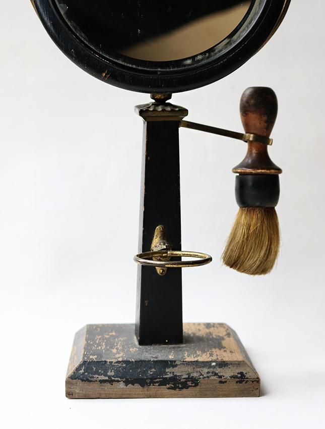 ビンテージ　昭和レトロ　シェービングスタンド　ミラー　鏡　床屋　シャビー ビンテージ昭和レトロシェービングスタンドミラー鏡床屋シャビー