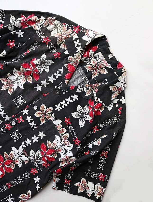 ヴィンテージ コットン　ハワイアン　ブラックボディ　50s ホリゾン 50s CATALINA COTTON HAWAIIAN SHIRT BLACK COLOR SIZE ML