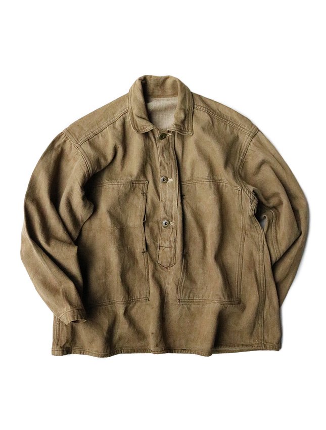 WW1 US ARMY BROWN DENIM PULL OVER JACKET - MATIN, VINTAGE