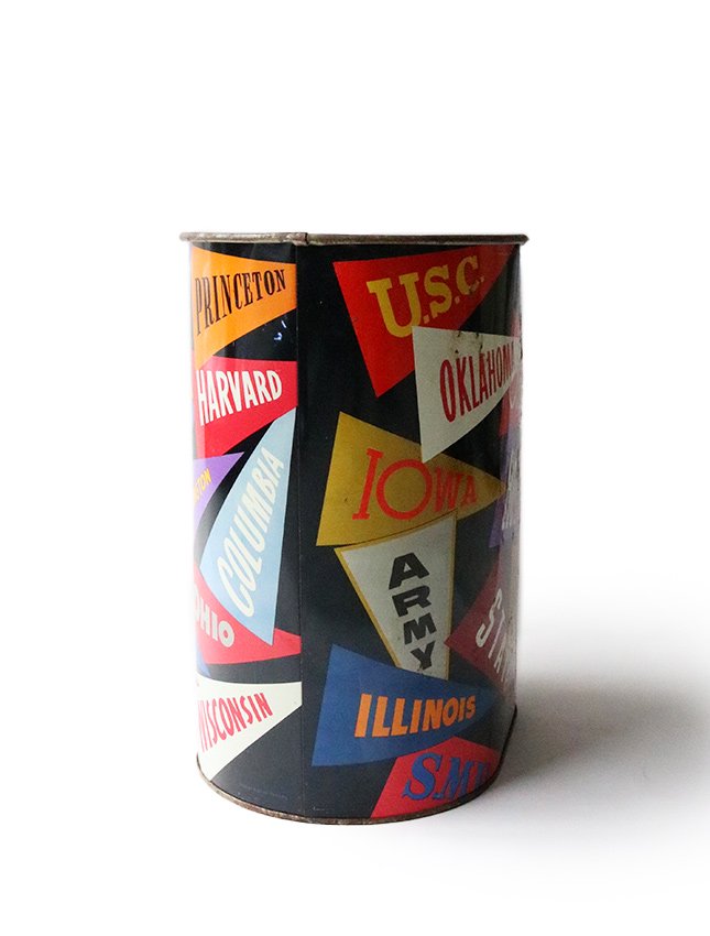 60s COLLEGE PENNANT TRASH CAN - MATIN, VINTAGE OUTFITTERS
