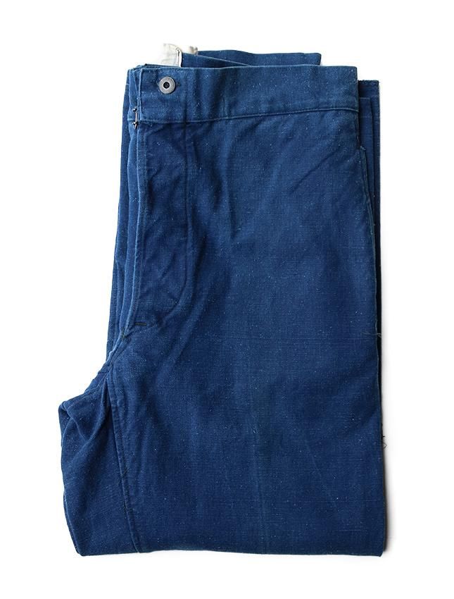 20s FRENCH UNKNOWN INDEGO LINEN WORK TROUSER W34 - MATIN, VINTAGE