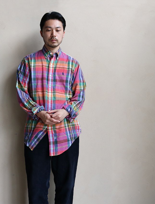 90s RALPH LAUREN MADRAS CHECK SHIRTS HAND WOVEN SIZE M - MATIN, VINTAGE  OUTFITTERS ビンテージ古着 富山