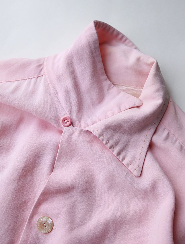 60s pilgrim レーヨンギャバジンシャツ ピンク vintage折りシワなどはご理解ください