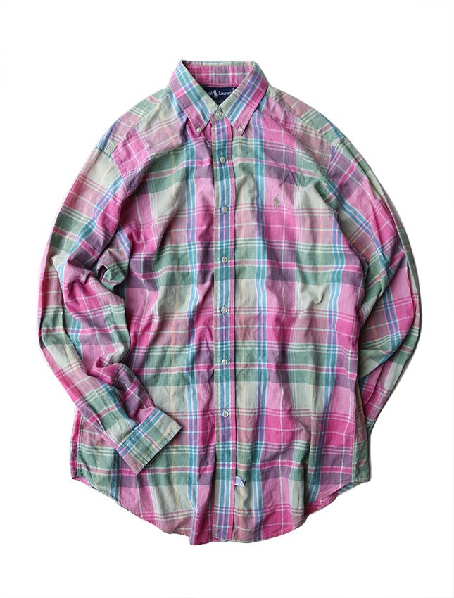 90s RALPH LAUREN MADRAS CHECK B.D SHIRT GOOD COND SIZE L