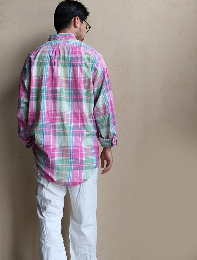 90s RALPH LAUREN MADRAS CHECK B.D SHIRT GOOD COND SIZE L - MATIN