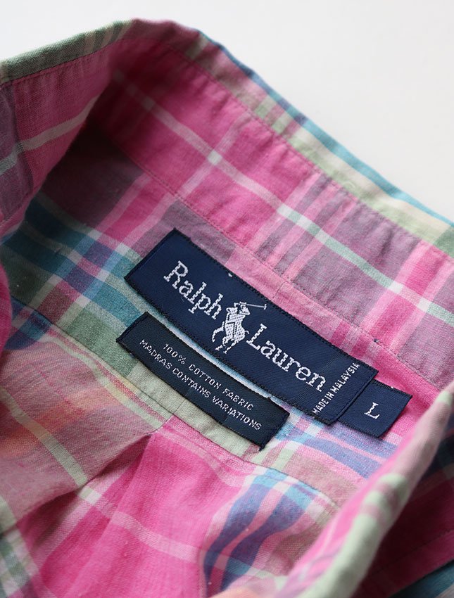 90s RALPH LAUREN MADRAS CHECK B.D SHIRT GOOD COND SIZE L - MATIN