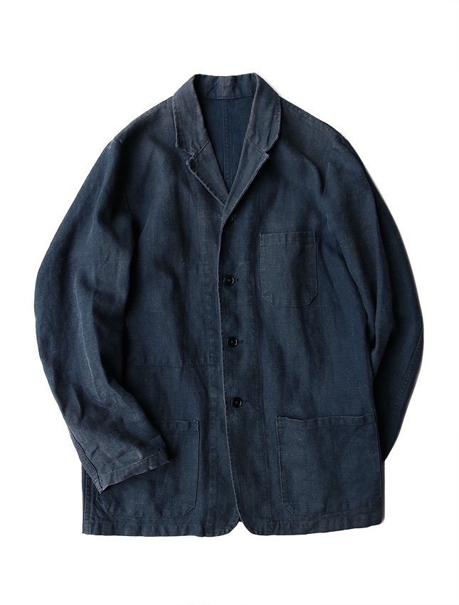 ~50s FRENCH INDIGO LINEN WORK JACKET SIZE ML - MATIN, VINTAGE OUTFITTERS  ビンテージ古着 富山