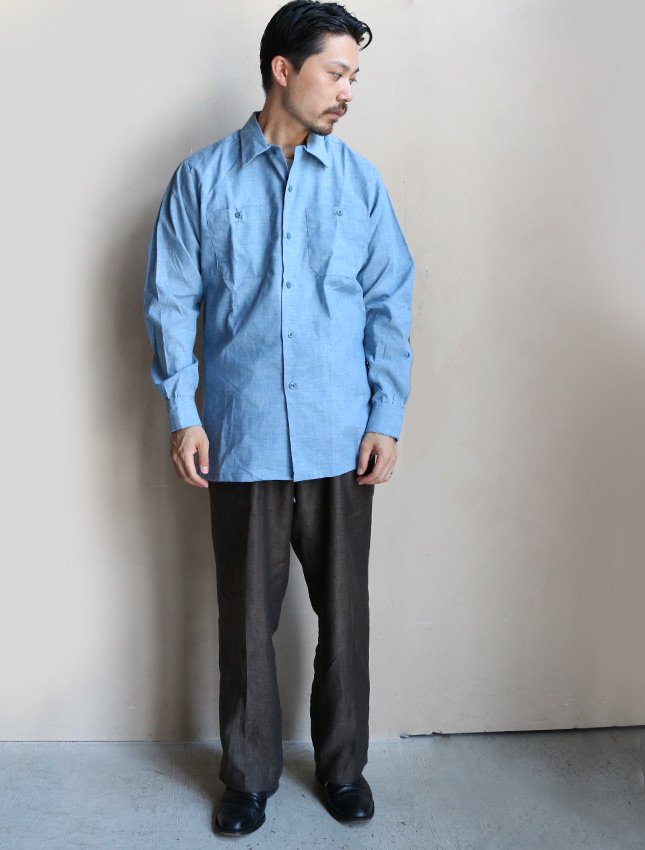 60s ABOUT NOS GLENN BERRY CHAMBRAY SHIRT SIZE M - MATIN, VINTAGE OUTFITTERS  ビンテージ古着 富山