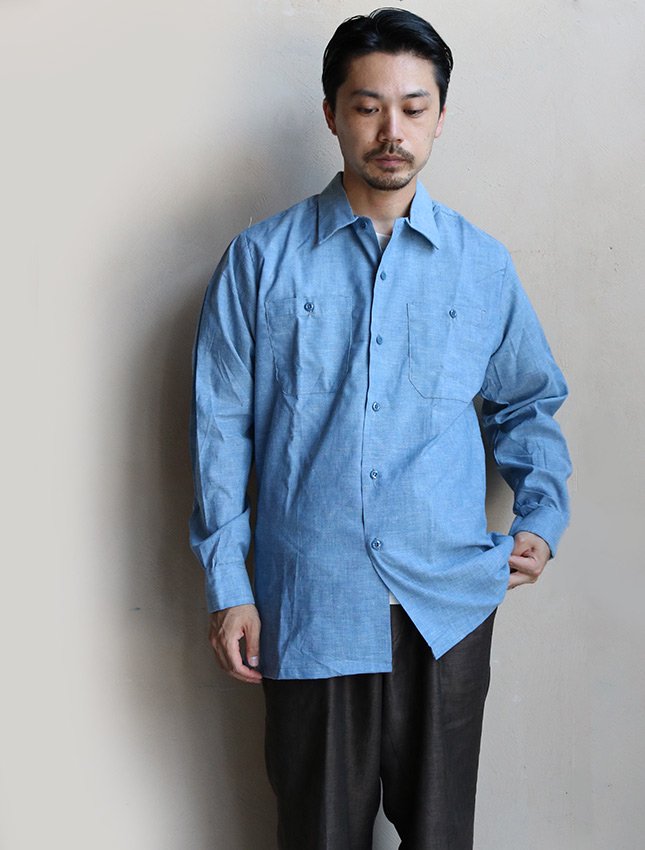 60s ABOUT NOS GLENN BERRY CHAMBRAY SHIRT SIZE M - MATIN, VINTAGE OUTFITTERS  ビンテージ古着 富山