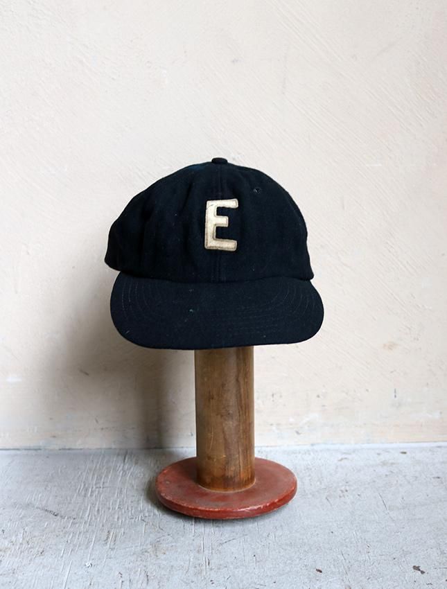 50s UNKNOWN WOOL BLACK BASEBALL CAP - MATIN, VINTAGE OUTFITTERS 