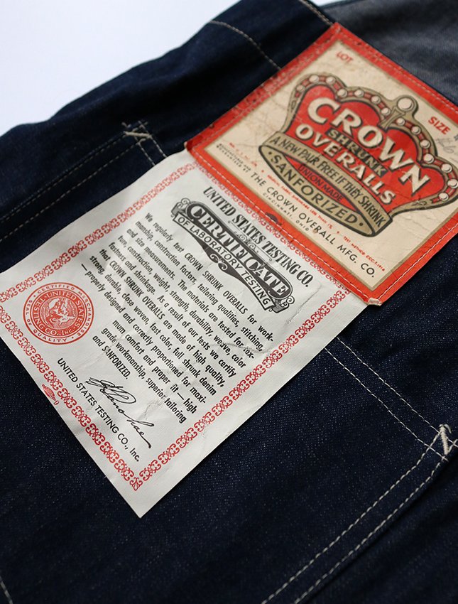 NOS 40s CROWN OVERALLS OVERALL SIZE 48×32 - MATIN, VINTAGE OUTFITTERS  ビンテージ古着 富山