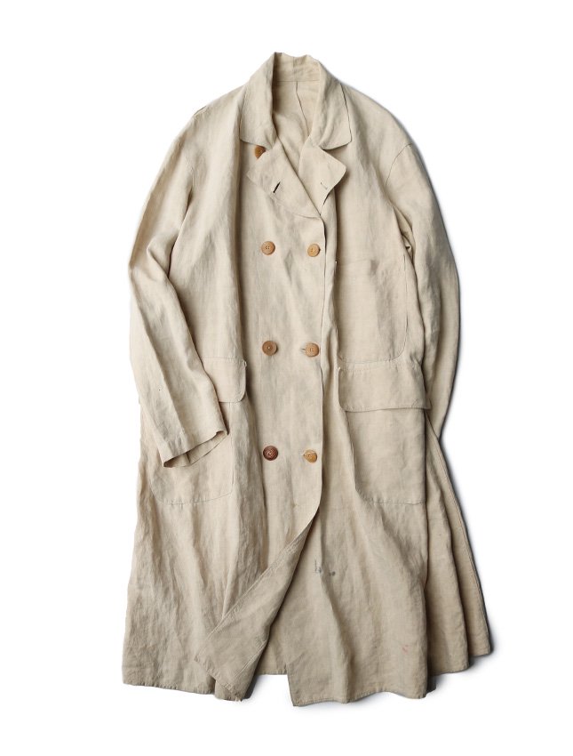 1920s UNKNOWN DOUBLE BREAST LINEN DUSTER COAT SIZE ML - MATIN