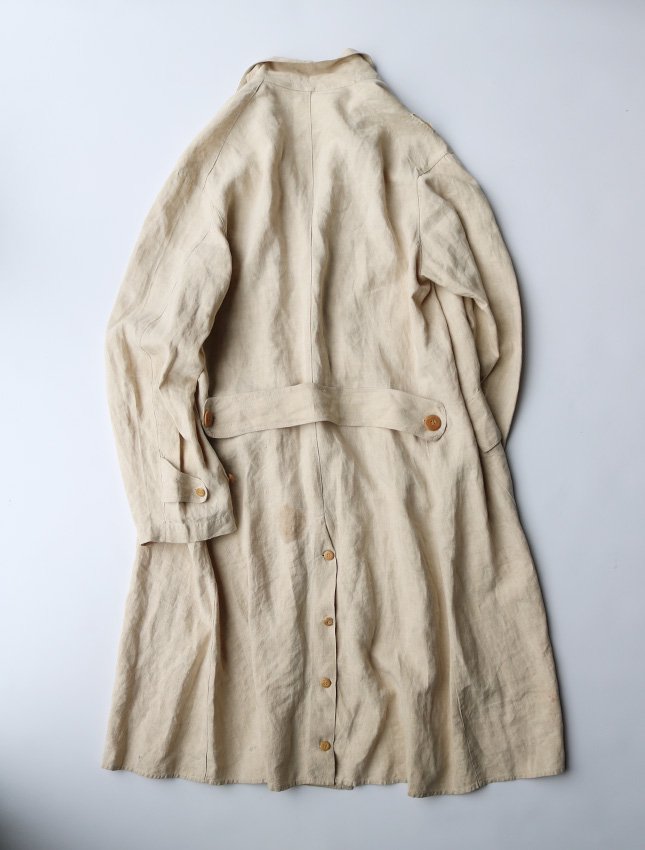 1920s UNKNOWN DOUBLE BREAST LINEN DUSTER COAT SIZE ML - MATIN 